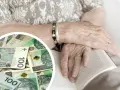 Dłonie starszej osoby na książce, obok stos banknotów. Symbolizują zasłużone emerytury dla nauczycieli i spokojny czas po latach pracy.