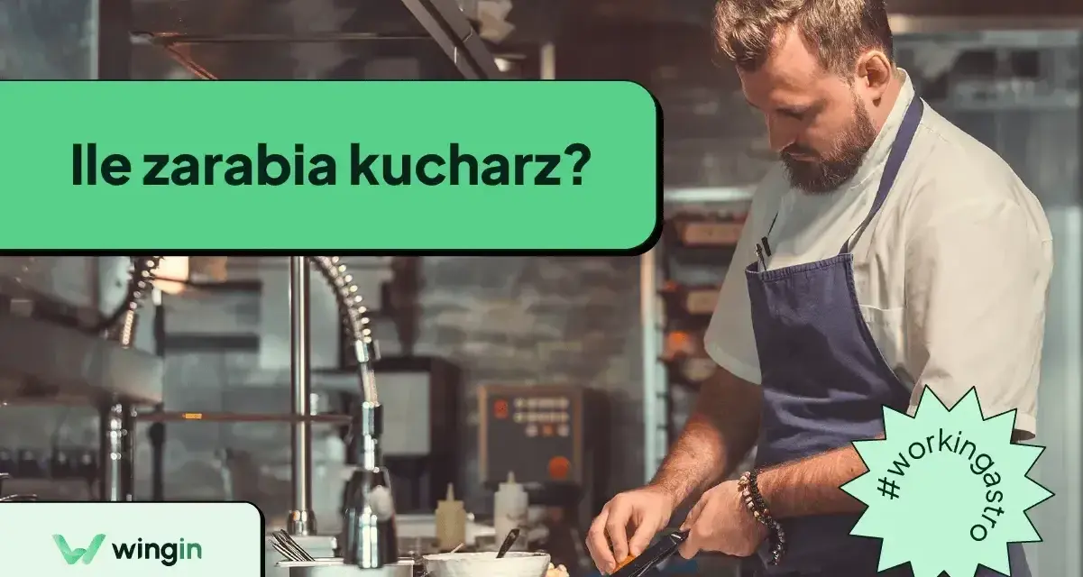 Kucharz w fartuchu przygotowuje jedzenie w kuchni. Czy zastanawiałeś się, ile zarabia kucharz?