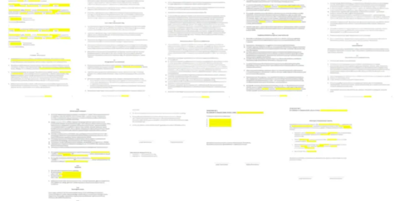 Strony dokumentu z zaznaczonymi fragmentami tekstu, zawierające m.in. "umowa ramowa".