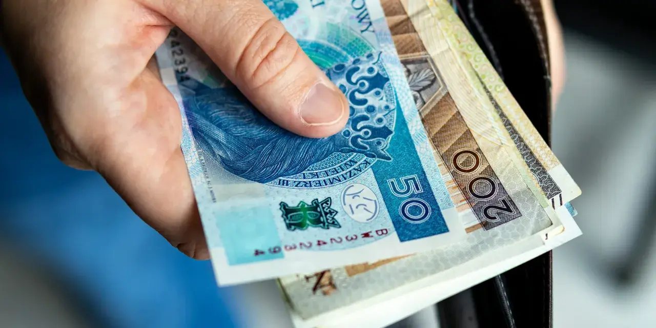 Dłoń trzyma polskie banknoty 50 i 200 zł. To może być zgłoszenie darowizny od rodziców na ważny cel.