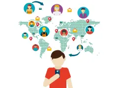 Globalne połączenia ludzi na mapie świata. To jest właśnie networking – budowanie relacji online.