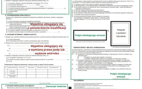 Wniosek o wydanie wtórnika prawa jazdy lub wymianę dokumentu. Profil kandydata na kierowcę.
