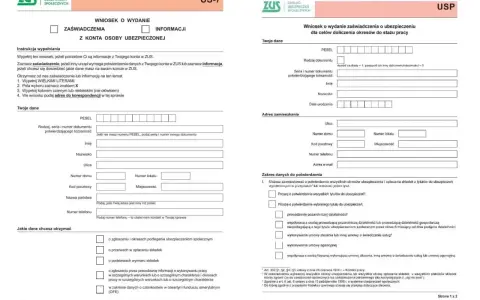 Formularz ZUS US-7, wniosek o wydanie zaświadczenia o ubezpieczeniu dla celów doliczenia okresów do stażu pracy.