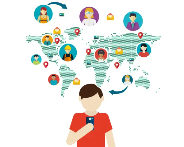 Globalne połączenia ludzi na mapie świata. To jest właśnie networking – budowanie relacji online.