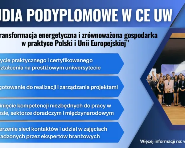 Studia podyplomowe w CE UW: zdobycie praktycznego wykształcenia, przygotowanie do projektów, rozwój kompetencji i poszerzenie kontaktów.