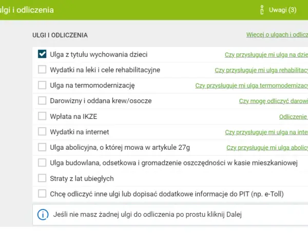 Ulga z tytułu wychowania dzieci, wydatki na leki, termomodernizację, darowizny, IKZE, internet, ulga abolicyjna, budowlana, straty z lat ubiegłych – to ulga dla młodych i nie tylko.
