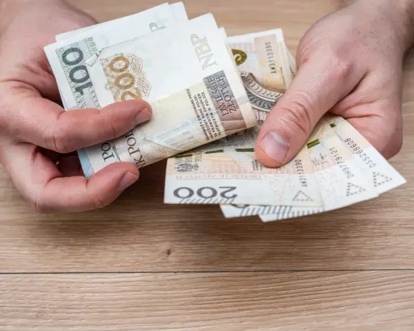 Ręce liczą banknoty 100 i 200 zł. To na pewno wystarczy na wczasy pod gruszą i jeszcze zostanie!
