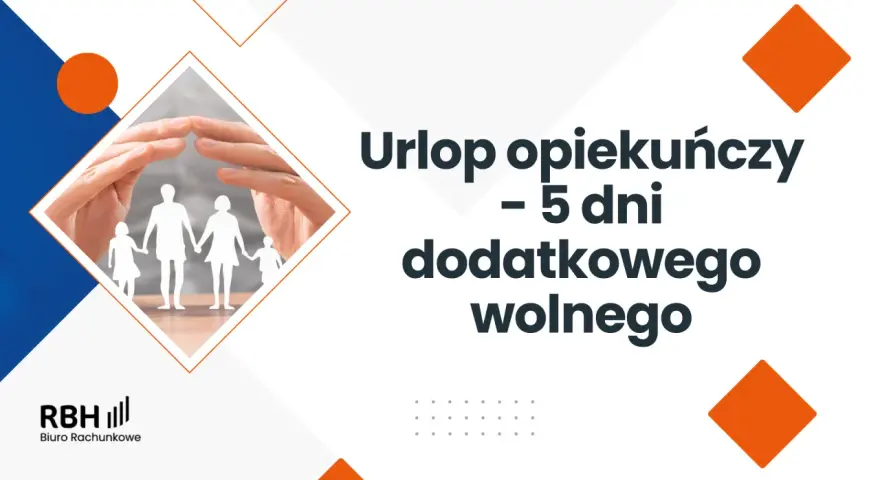 Ręce chroniące rodzinę z papieru. Urlop opiekuńczy to 5 dni dodatkowego wolnego. RBH Biuro Rachunkowe.