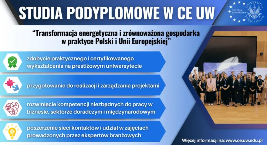Studia podyplomowe w CE UW: zdobycie praktycznego wykształcenia, przygotowanie do projektów, rozwój kompetencji i poszerzenie kontaktów.
