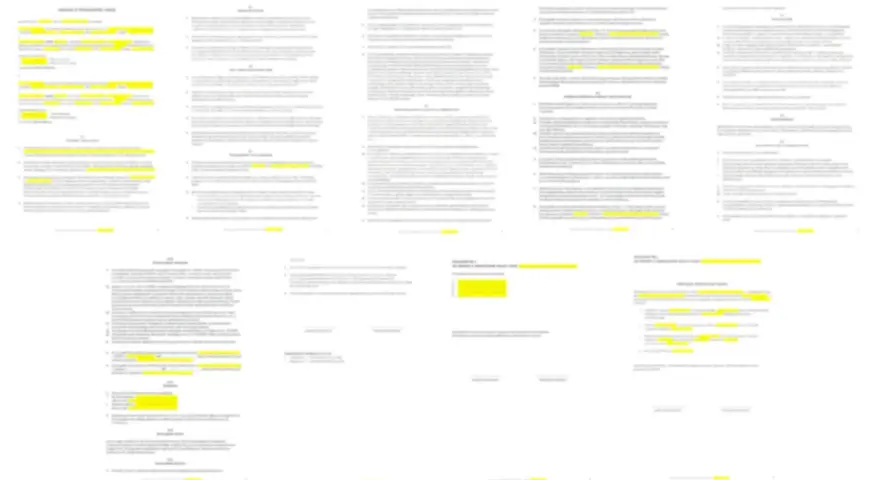 Strony dokumentu z zaznaczonymi fragmentami tekstu, zawierające m.in. "umowa ramowa".