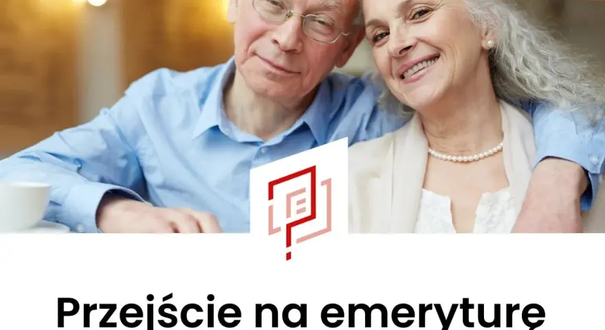 Uśmiechnięta para seniorów, symbolizująca spokój i radość z przejścia na emeryturę. Wzór pisma o przejście na emeryturę.
