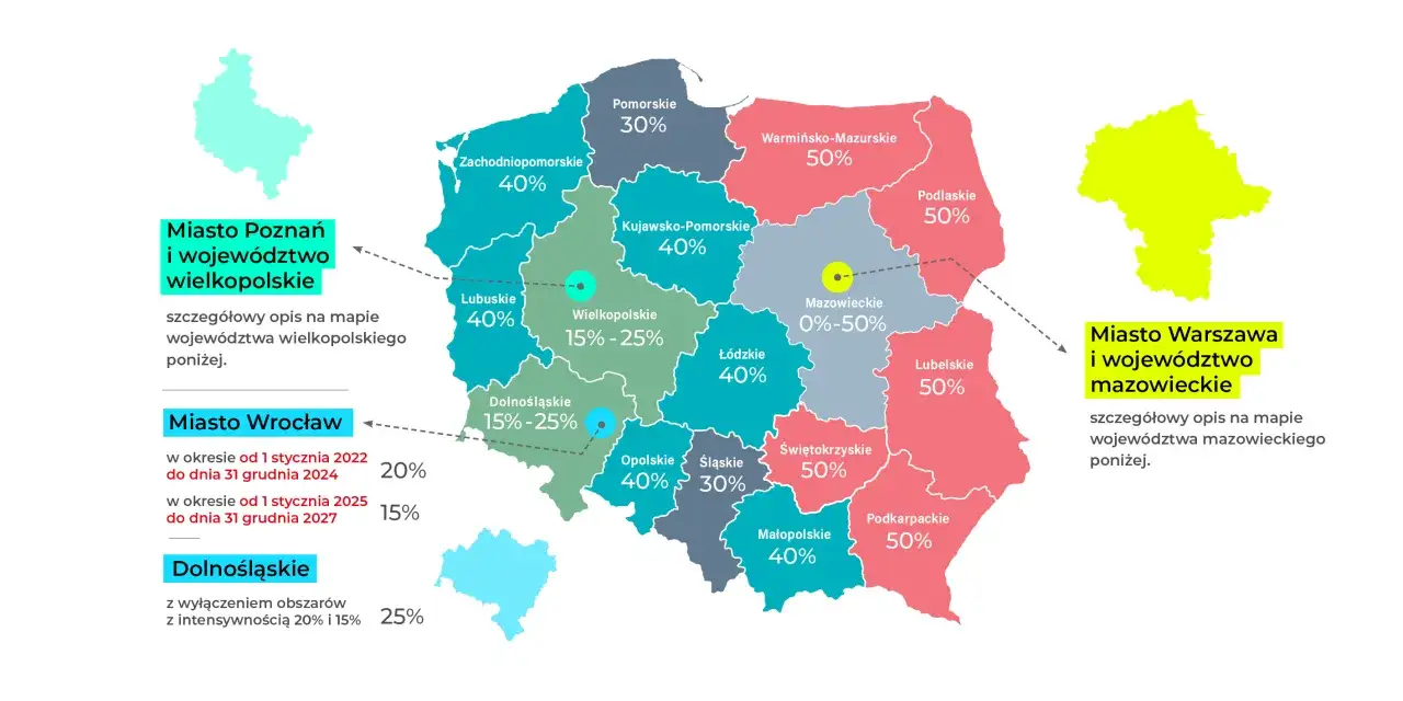Mapa Polski programy unijne