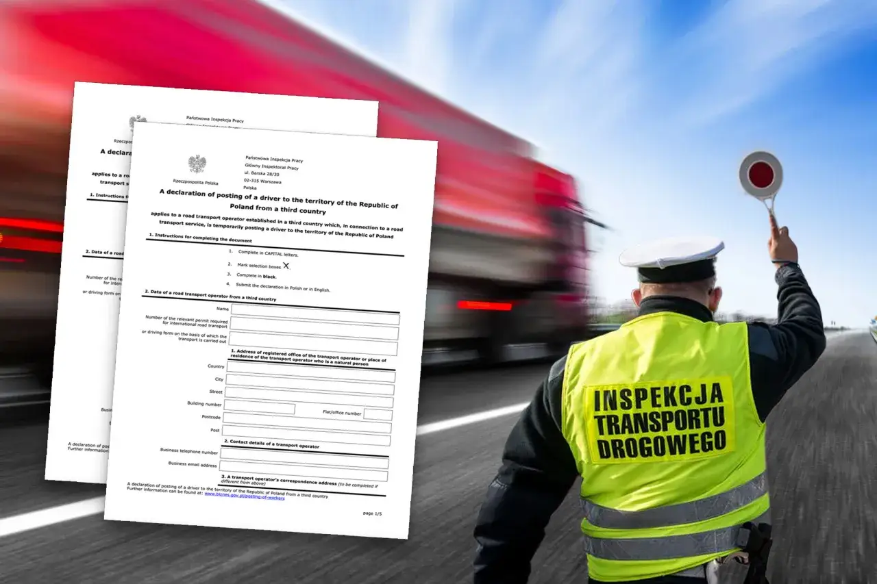 Inspektor drogowy z lizakiem i dokument 